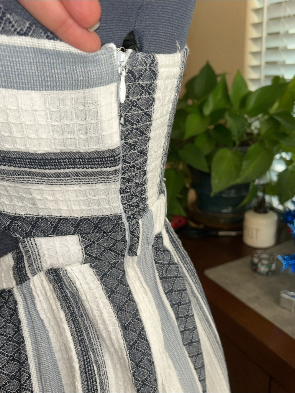 Bardot Blue & White Striped Cutout Midi Dress - Picture 6 of 8